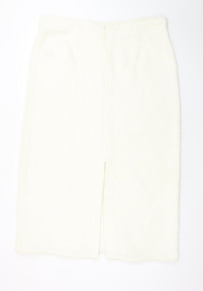Marks and Spencer Women Ivory Tweed Pencil Skirt Size 18