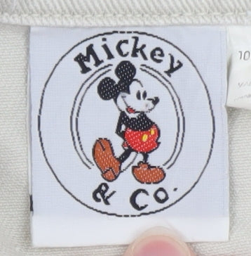 Mickey & Co. Women's Beige Cotton Cartoon Denim Jacket S Retro