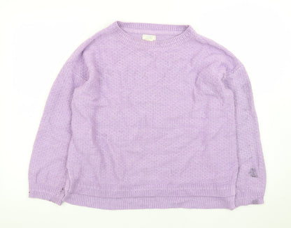 Fat Face Women Purple Knit Jumper UK 14 Crew Neck Long Sleeve