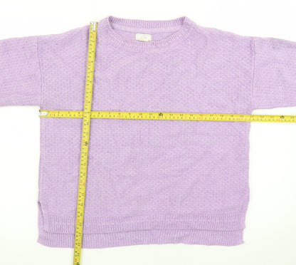 Fat Face Women Purple Knit Jumper UK 14 Crew Neck Long Sleeve