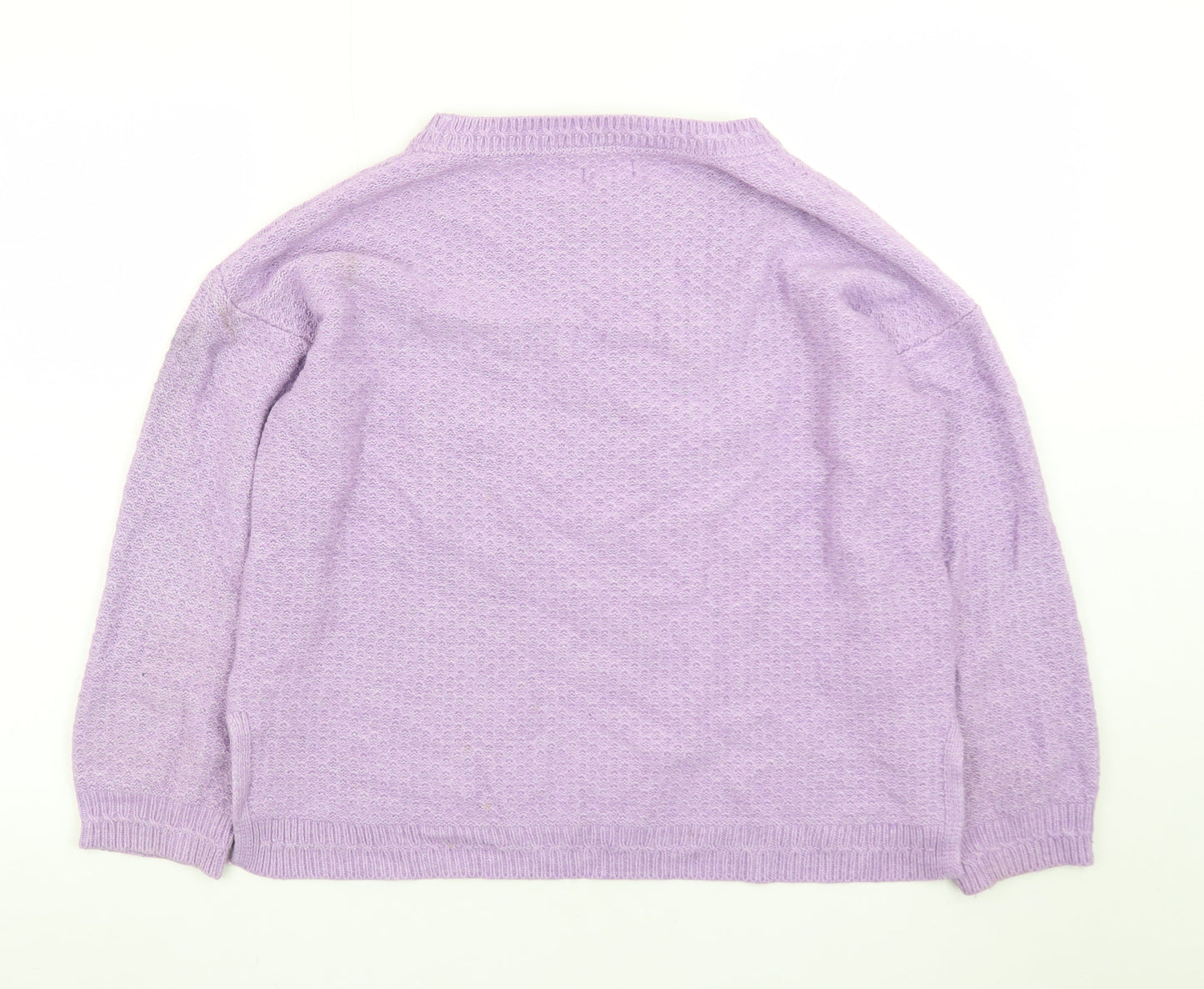 Fat Face Women Purple Knit Jumper UK 14 Crew Neck Long Sleeve
