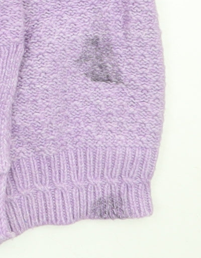 Fat Face Women Purple Knit Jumper UK 14 Crew Neck Long Sleeve