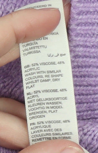 Fat Face Women Purple Knit Jumper UK 14 Crew Neck Long Sleeve
