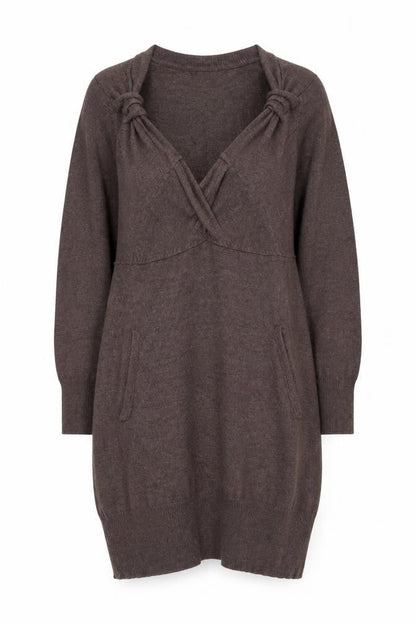 Apricot Women Brown Long Sleeve Knit Jumper Dress Size S