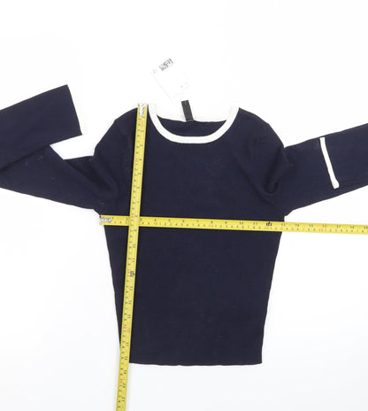 H&M Divided Women Navy Blue Long Sleeve Crew Neck Pullover XS