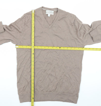 Marks and Spencer Men’s Beige Merino Wool V-Neck Jumper M