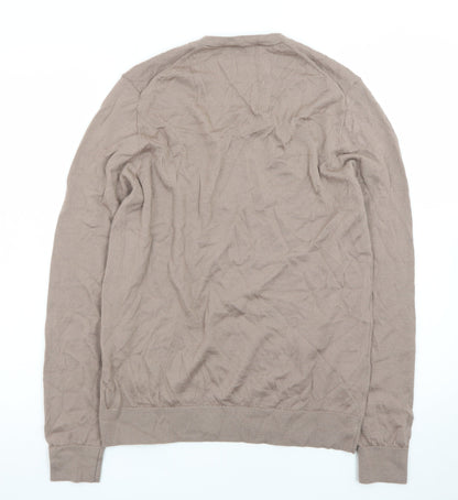 Marks and Spencer Men’s Beige Merino Wool V-Neck Jumper M