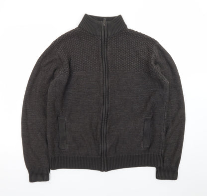 Marks and Spencer Men's Grey Full Zip Knitted Jumper M Regular Fit