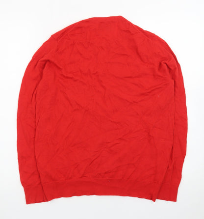 Marks and Spencer Women's Red Merino Wool Crew Neck Jumper Size 14