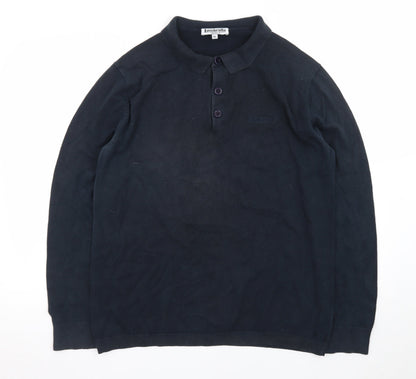 Lambretta Men's Black Long Sleeve Cotton Polo Shirt XL
