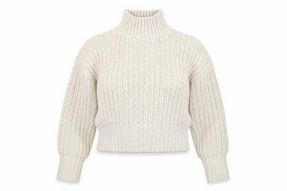 H&M Women’s Beige Chunky Knit Roll Neck Jumper Size S