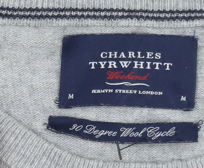 Charles Tyrwhitt Men's Grey Wool Crew Neck Jumper M