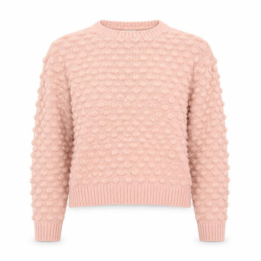 Front view of Miss Selfridge Women Pink Bobble Knit Jumper UK 10 Crew Neck Pullover