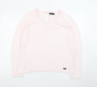 Holebrook Sweden Womens Pink Cotton Knit Jumper Size L Scoop Neck