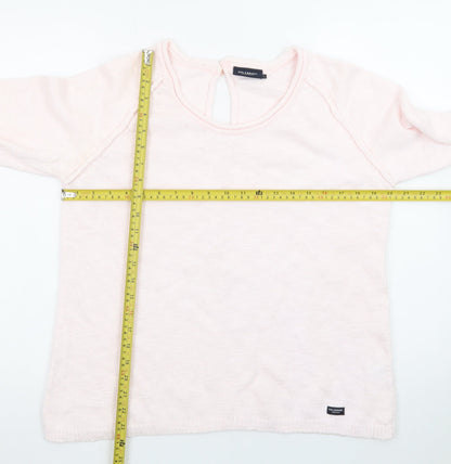 Holebrook Sweden Womens Pink Cotton Knit Jumper Size L Scoop Neck