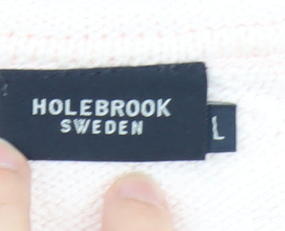 Holebrook Sweden Womens Pink Cotton Knit Jumper Size L Scoop Neck