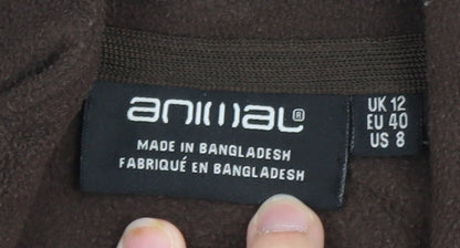 Animal Women Brown Full Zip Fleece Sweatshirt Size 12
