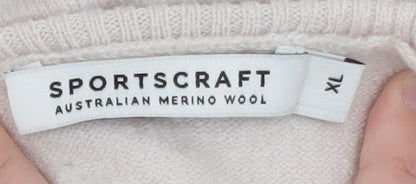Sportscraft Women Ivory High Neck Merino Wool Jumper XL
