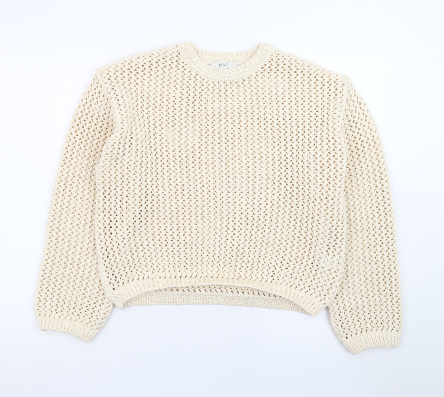 Marks and Spencer Women’s Ivory Open-Knit Cotton Jumper Size S