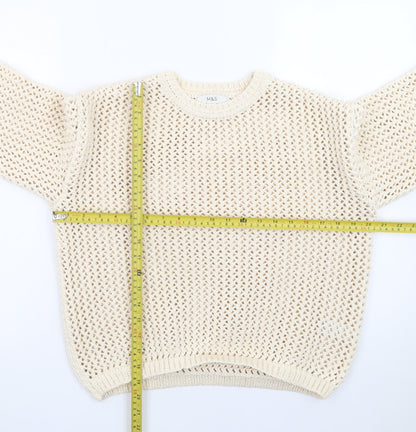 Marks and Spencer Women’s Ivory Open-Knit Cotton Jumper Size S