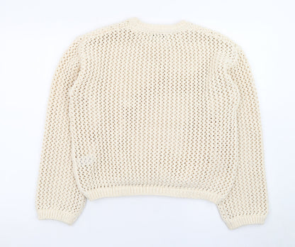 Marks and Spencer Women’s Ivory Open-Knit Cotton Jumper Size S