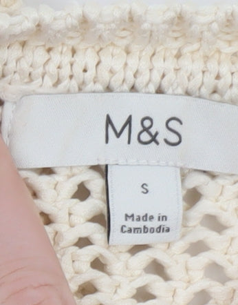 Marks and Spencer Women’s Ivory Open-Knit Cotton Jumper Size S