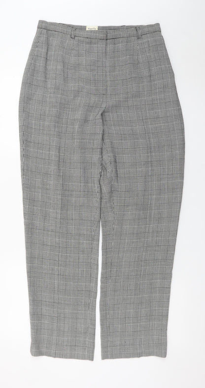 Viyella Petite Women's Grey Check Wool Blend Trousers UK 12