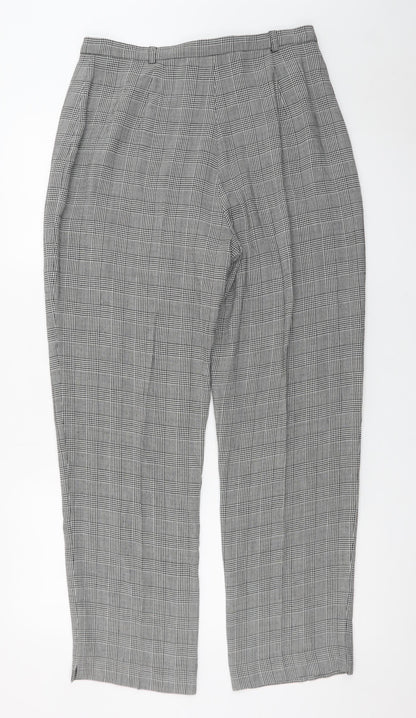 Viyella Petite Women's Grey Check Wool Blend Trousers UK 12