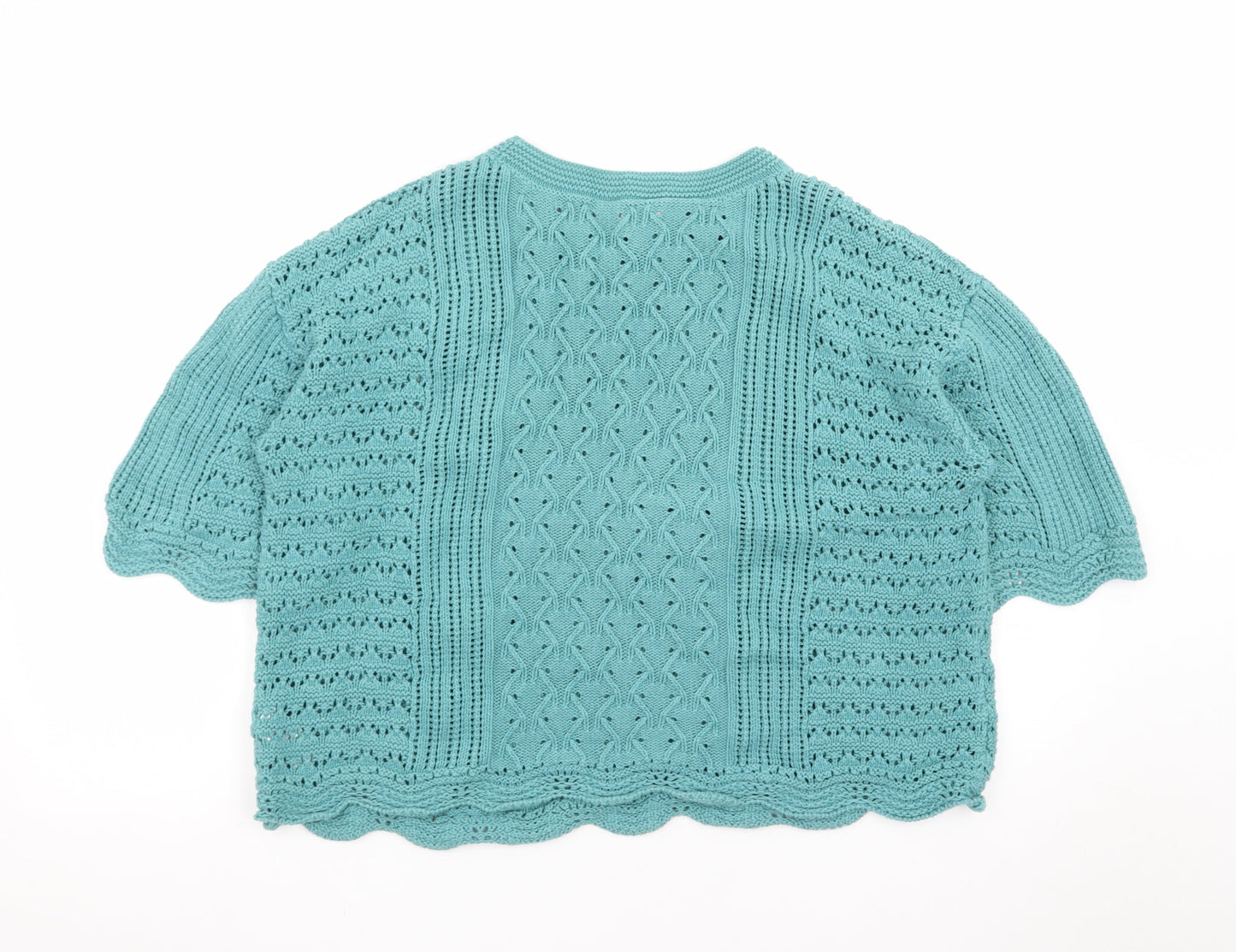 Marks and Spencer Women Green Cotton Short Sleeve Knit Jumper Size 14