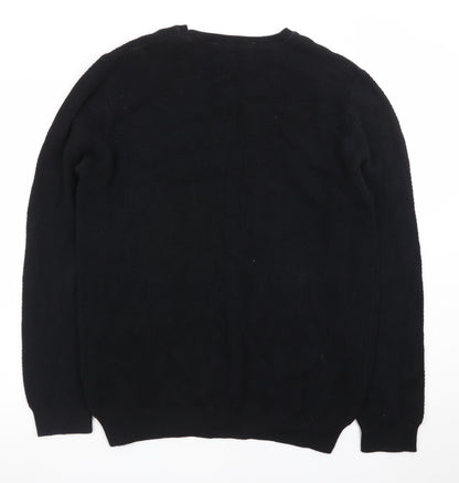 Red Herring Men’s Black Cotton Crew Neck Jumper Size L