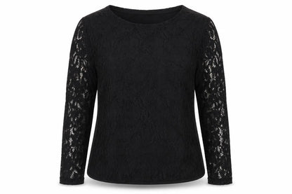 H&M Women Black Lace Long Sleeve Crew Neck Jumper Size 14
