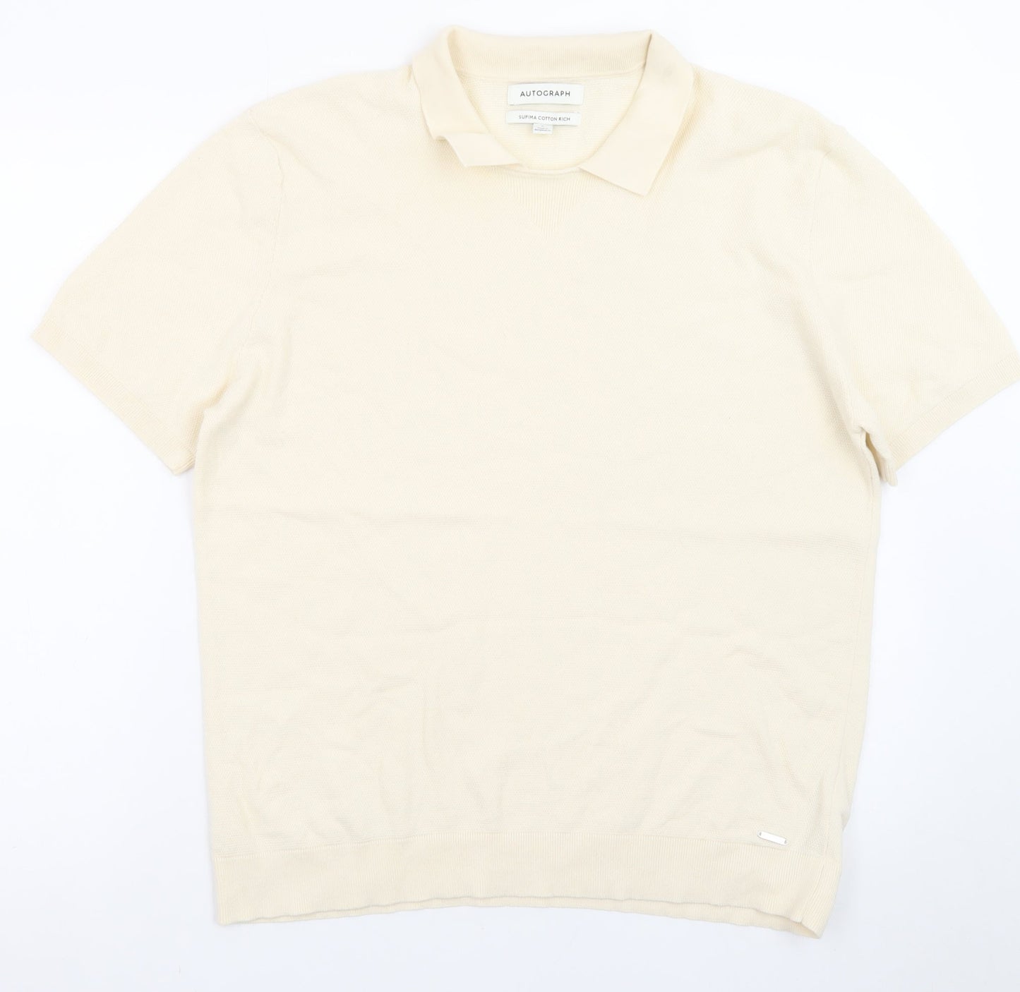 Marks and Spencer Autograph Men's Beige Supima Cotton Polo Shirt L