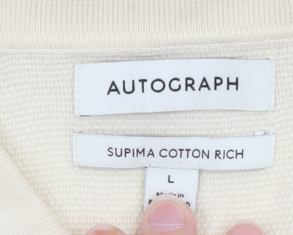 Marks and Spencer Autograph Men's Beige Supima Cotton Polo Shirt L