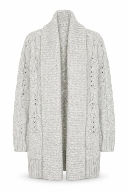 New Look Women Grey Long Sleeve Chunky-Knit Acrylic Cardigan UK 10