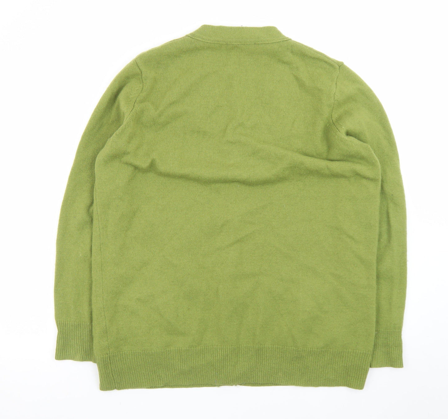 WoolOvers Women Green L Cardigan V-Neck Long Sleeve Wool Blend