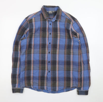 ASOS Mens Blue Checked Flannel Button-Up Shirt Size M