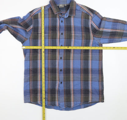 ASOS Mens Blue Checked Flannel Button-Up Shirt Size M