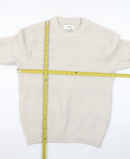 Marks and Spencer Women Ivory Crew Neck Knit Jumper Medium