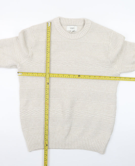 Marks and Spencer Women Ivory Crew Neck Knit Jumper Medium