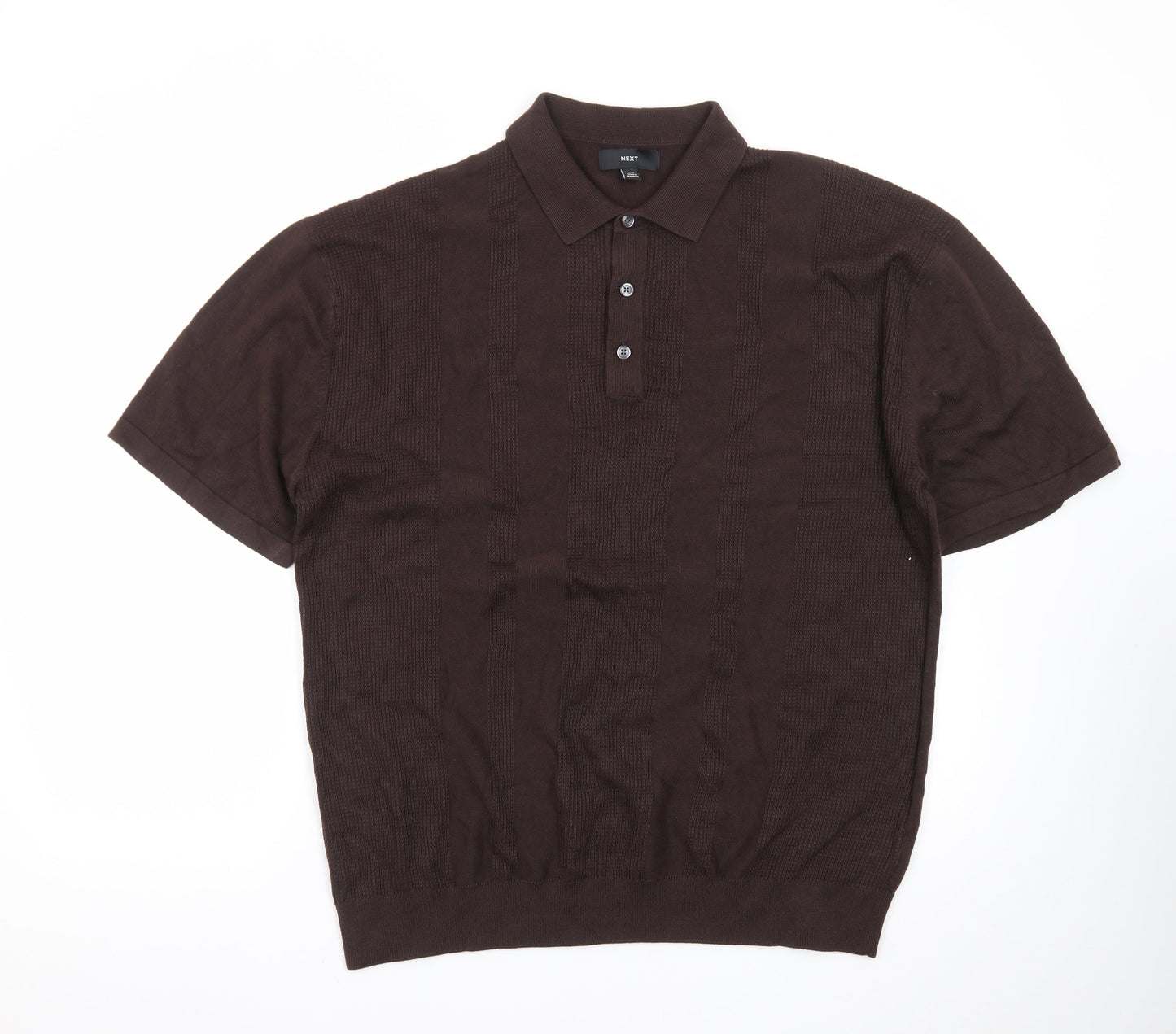 Next Men's Brown Cotton Short Sleeve Polo Shirt XL