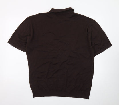 Next Men's Brown Cotton Short Sleeve Polo Shirt XL