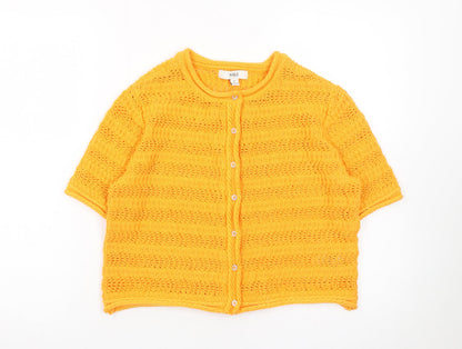 Marks and Spencer Womens Yellow Knit Short Sleeve Cardigan M
