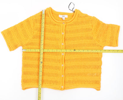 Marks and Spencer Womens Yellow Knit Short Sleeve Cardigan M