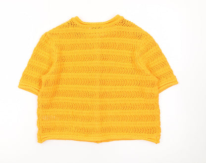 Marks and Spencer Womens Yellow Knit Short Sleeve Cardigan M