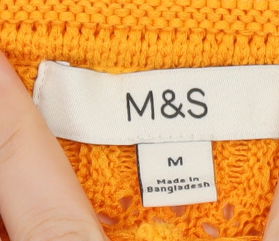 Marks and Spencer Womens Yellow Knit Short Sleeve Cardigan M