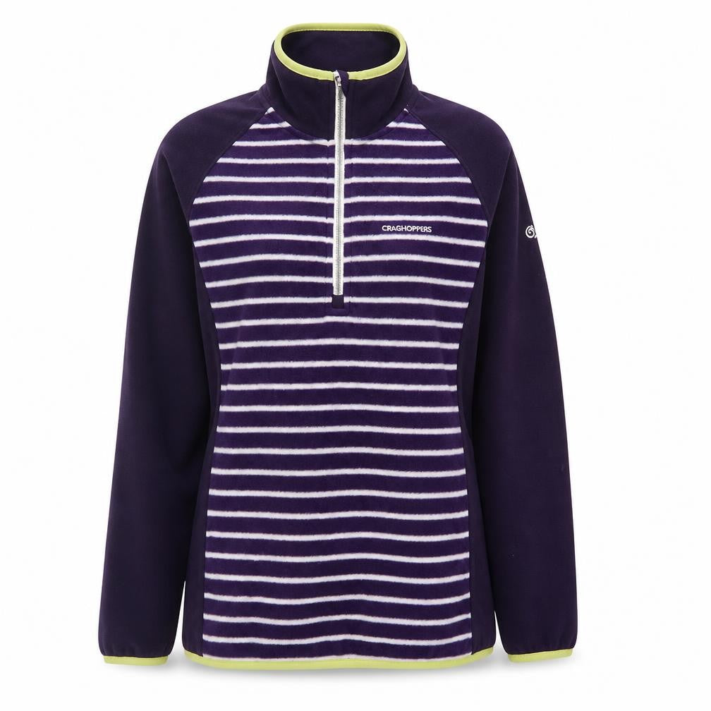Craghoppers Women's Purple Stripe Fleece 1/2 Zip Pullover UK 12