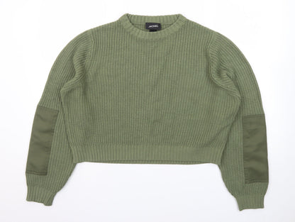 Monki Unisex Green Chunky Knit Crew Neck Jumper Size S