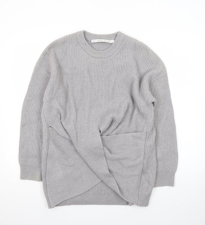 & Other Stories Women Grey Wool Blend Ribbed Pullover Jumper S