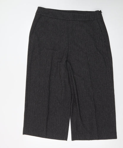 Marks and Spencer Womens Grey Wide-Leg Cropped Trousers Size 16
