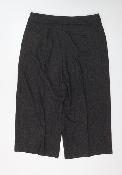 Marks and Spencer Womens Grey Wide-Leg Cropped Trousers Size 16